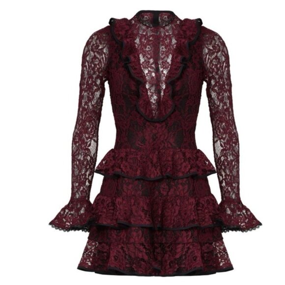 Alexis Dresses & Skirts - ALEXIS Tracie Dress M Medium Lace Long Sleeve Tiered Ruffle Whimsigoth $525